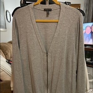 Eileen Fisher grey zippered grey v neck cardigan